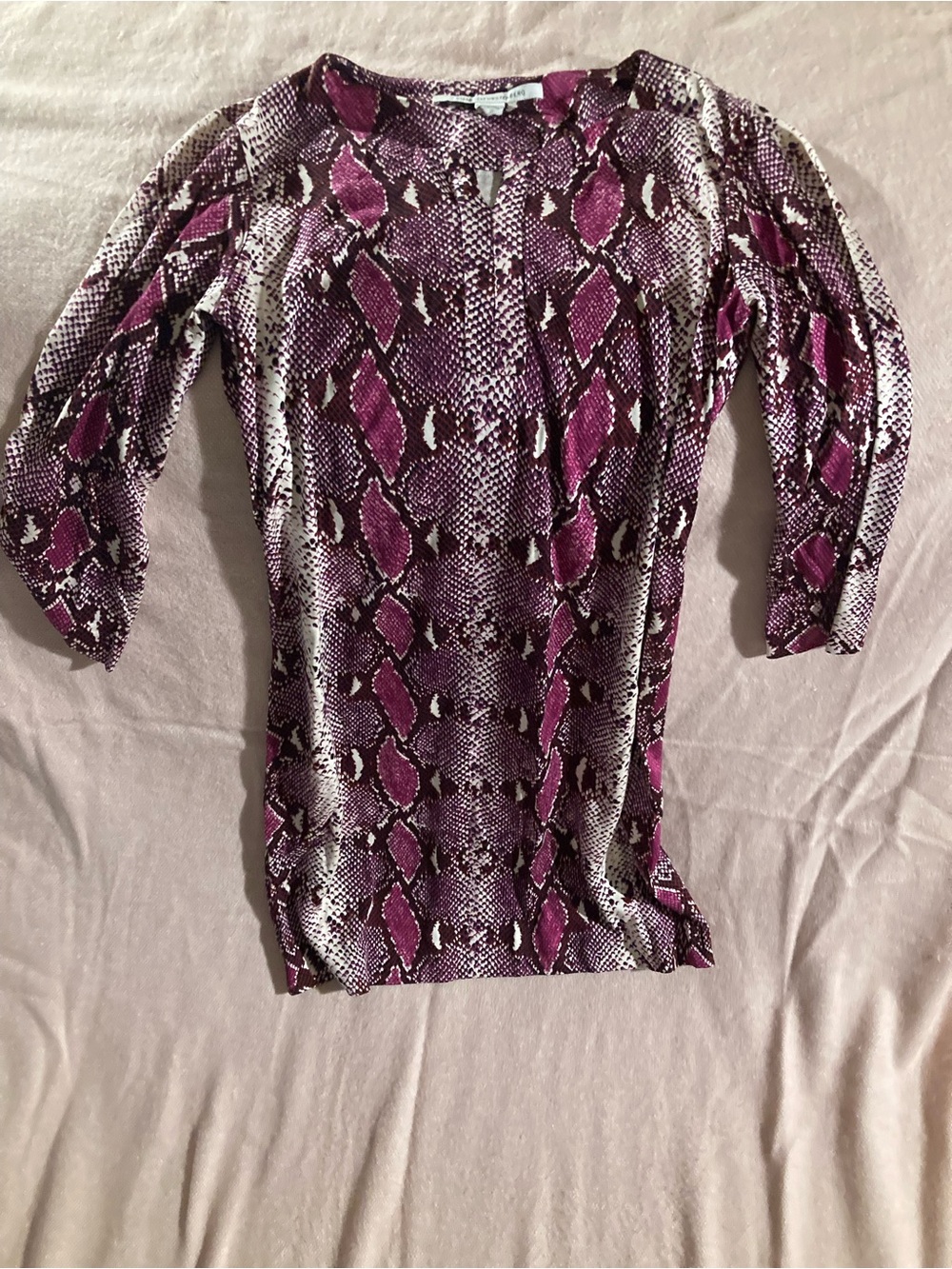 Diane Von Furstenberg Purple Snake-Print Long Sleeve Top